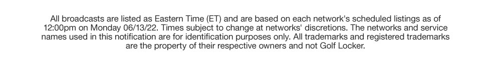 Golf Locker's U.S. Open Viewing Guide for 2022 - Discalimer