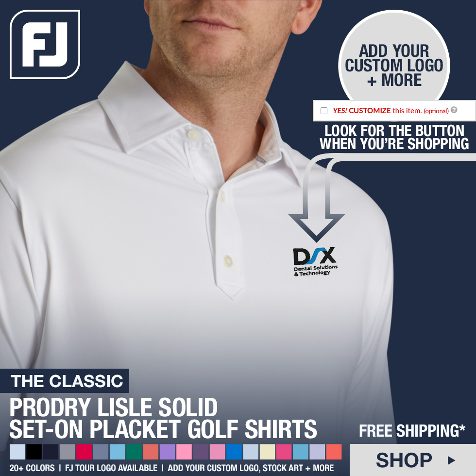 FJ ProDry Lisle Solid Set-On Placket Golf Shirts - FJ Tour Logo Available at Golf Locker
