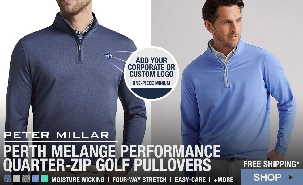 Peter Millar Perth Melange Performance Quarter-Zip Golf Pullovers at Golf Locker - Add Your Custom Logo and More