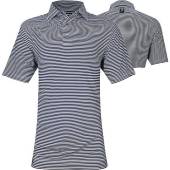 FootJoy ProDry Lisle Feeder Stripe Self Collar Golf Shirts - ON SALE in Navy with white stripes