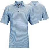 FootJoy ProDry Lisle Feeder Stripe Self Collar Golf Shirts - ON SALE in Reef blue with white stripes