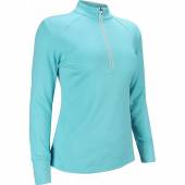 FootJoy Women's Textured Back Half-Zip Golf Pullovers - ON SALE in Bluefish heather