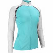 FootJoy Women's French Terry Full-Zip Golf Pullovers - ON SALE in Bluefish with white accents