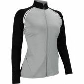 FootJoy Women's French Terry Full-Zip Golf Pullovers - ON SALE in Heather grey with black accents