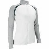 FootJoy Women's French Terry Full-Zip Golf Pullovers - ON SALE in White with heather grey accents