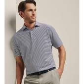 Peter Millar Hales Stripe Performance Jersey Golf Shirts in Navy with white stripes