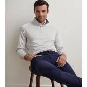 Peter Millar Crown Crafted Stealth Performance Quarter-Zip Golf Pullovers - Tour Fit in British grey