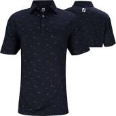 FootJoy Lisle School of Fish Golf Shirts - ON SALE in Navy with school of fish print