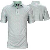 FootJoy Lisle Shadow Palm Print Golf Shirts - ON SALE in Sage with lavender subtle print