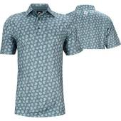 FootJoy Lisle Shadow Palm Print Golf Shirts - ON SALE in Ink blue with dusk blue subtle print