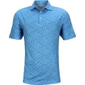 Peter Millar Shrimp Cocktail Aqua Cotton Golf Shirts - ON SALE in Island blue with novelty print