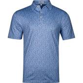 Peter Millar Blackstone Performance Jersey Golf Shirts - ON SALE in Iceberg blue with novelty print