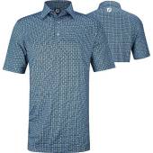 FootJoy ProDry Lisle Half Moon Geo Golf Shirts - ON SALE in Navy with white and true blue geo print