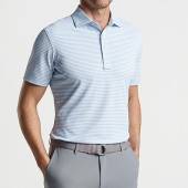 Peter Millar Crown Crafted Mood Performance Mesh Golf Shirts - Tour Fit in Blue frost