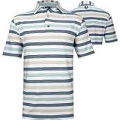 FootJoy ProDry Lisle Light Stripe Golf Shirts - ON SALE in White with navy, true blue, and almond tan stripes