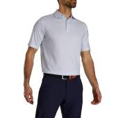 FootJoy Lisle Dot Geo Print Golf Shirts in White with light blue geo print