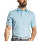 FootJoy MicroFeeder Stripe Lisle Golf Shirts in Light blue with white stripes