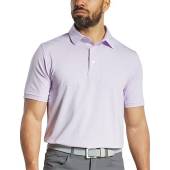 FootJoy MicroFeeder Stripe Lisle Golf Shirts in Lavender with white stripes
