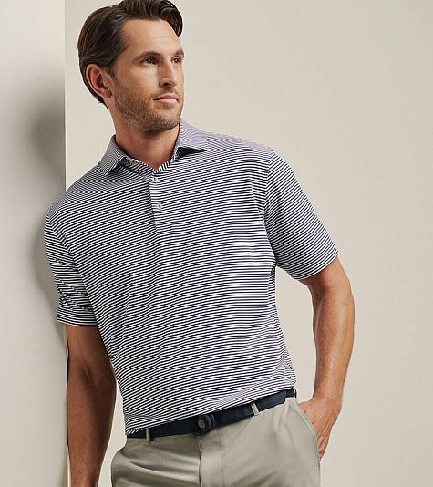 Peter Millar Hales Stripe Performance Jersey Golf Shirts