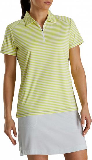 FootJoy Women's Heather Stripe Zip Placket Golf Shirts - ON SALE