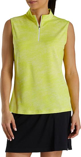 FootJoy Women's Jacquard Zip Placket Sleeveless Golf Shirts - ON SALE
