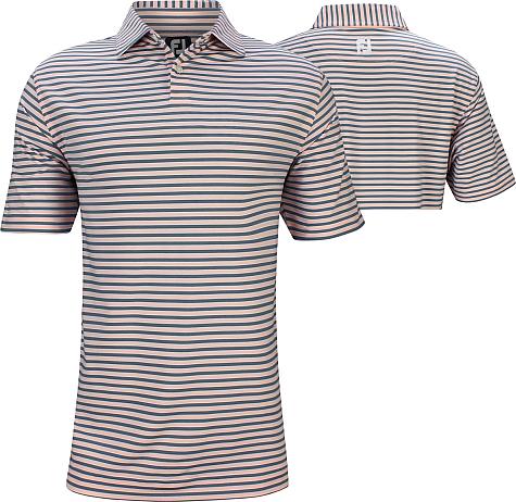 FootJoy Lisle Mini Regimental Stripe Golf Shirts - FJ Tour Logo Available