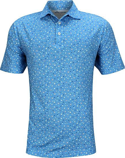 Peter Millar Shrimp Cocktail Aqua Cotton Golf Shirts - ON SALE