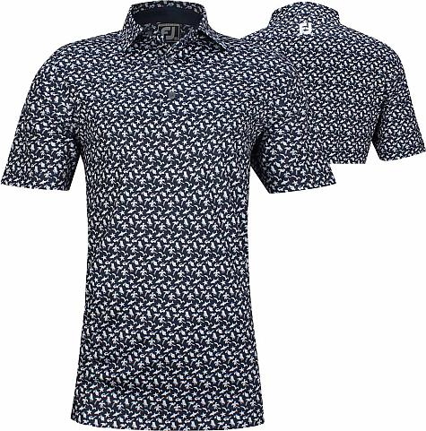 FootJoy ProDry Lisle Beach Print Golf Shirts - Athletic Fit - FJ Tour Logo Available