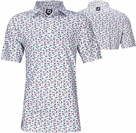 FootJoy ProDry Lisle Mini Floral Print Golf Shirts - ON SALE