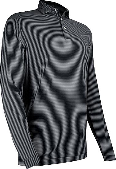 Peter Millar Lyons Stripe Performance Long Sleeve Golf Shirts - ON SALE