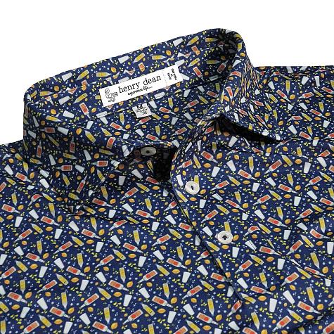 henry dean Manning Print Performance Knit Golf Shirts - Regular Fit