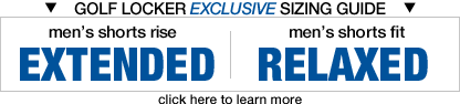 Golf Locker Sizing Guide - Extended Rise and Relaxed Fit Men's Shorts